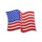 Waving American Flag, US Flag, White Border, Embroidered, Iron on Patch
